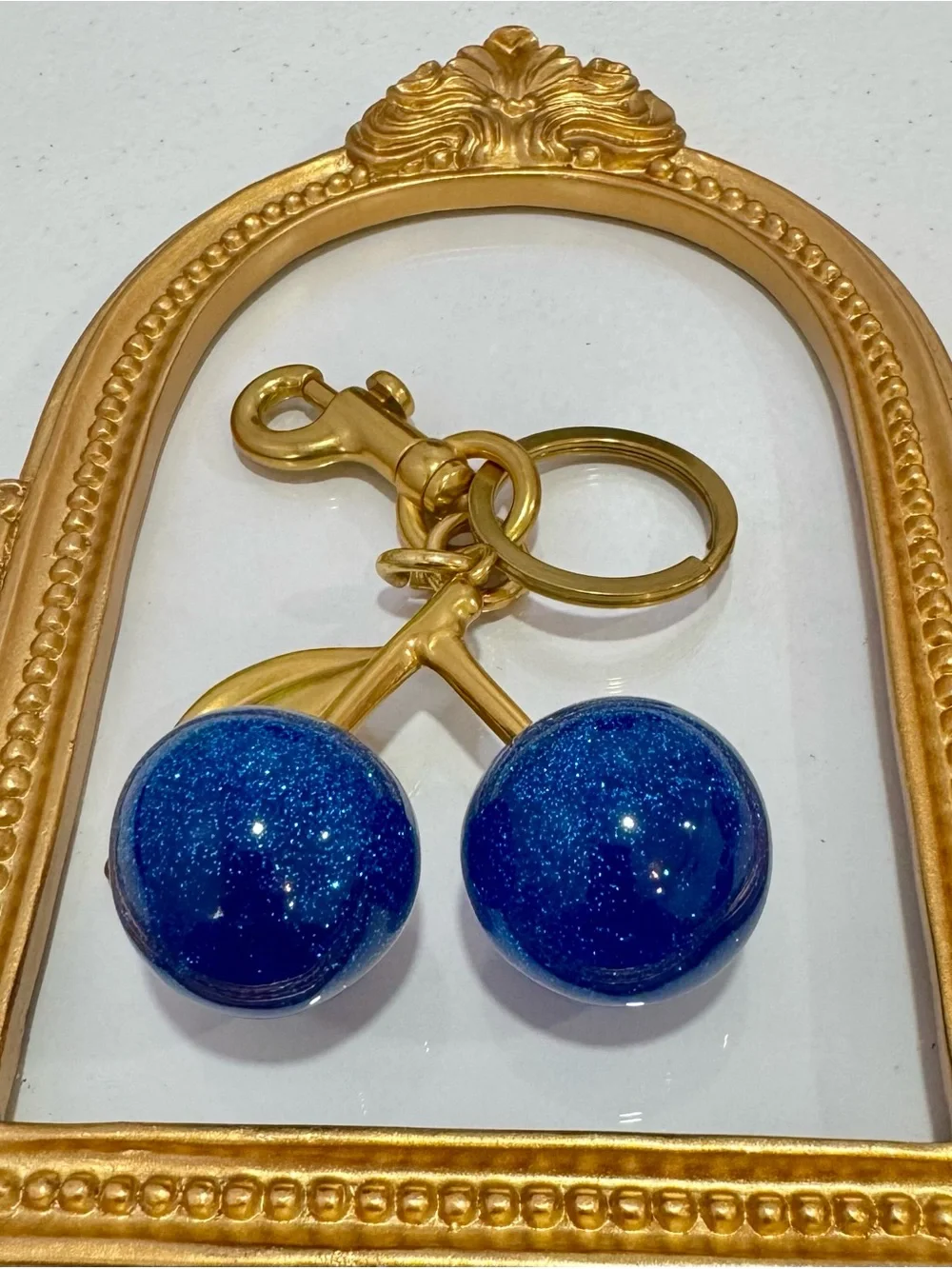 New Blue Metal Cherries w/ Gold Hardware
